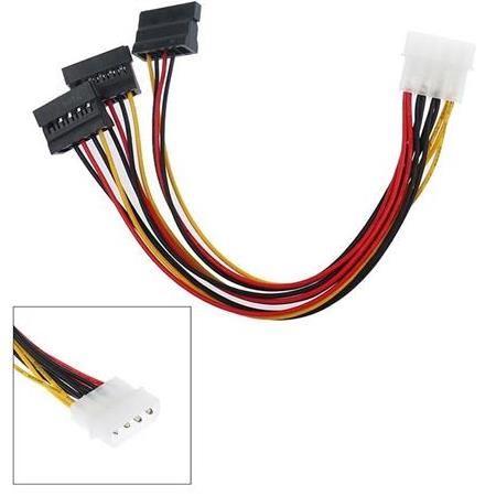 Alfais 5101 Üçlü 3 Port ide Molex Sata Power Hdd 4 pin Güç Kablosu